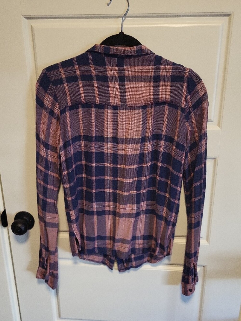 BDG Pink and Navy Plaid Button-Down Shirt - Picture 3 of 4